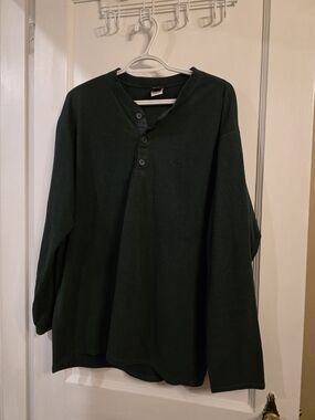 Patagonia Dark Green Long Sleeve Henley Shirt Fleece Capilene